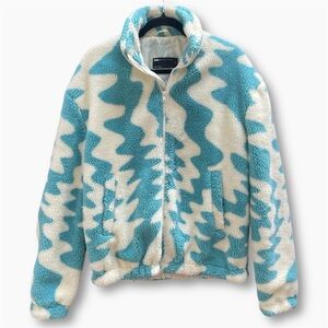 ASOS Oversized Abstract Blue Sherpa Jacket XS